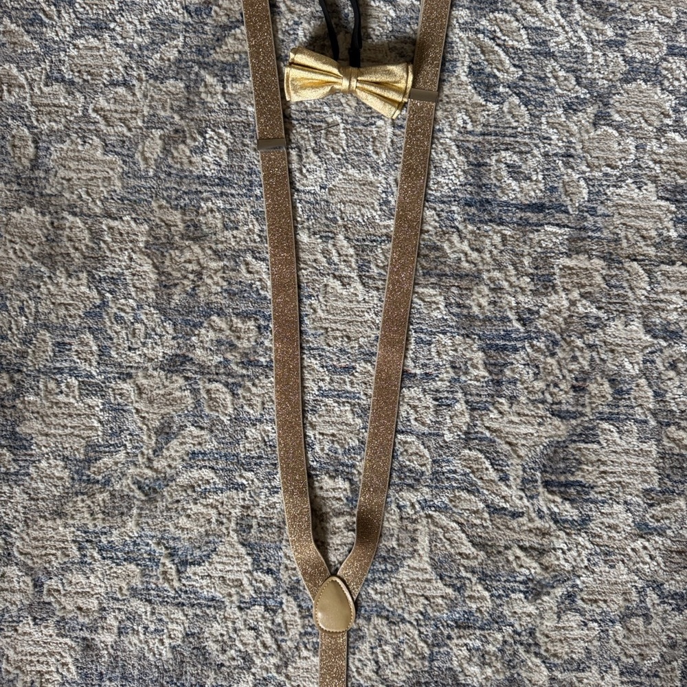 Gold and Brown Bow Tie Suspenders